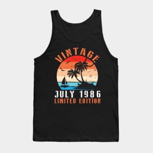 Vintage July 1986 Ltd Edition Happy Birthday Daddy Mom Uncle Brother Husband Cousin Son 34 Years Old Tank Top